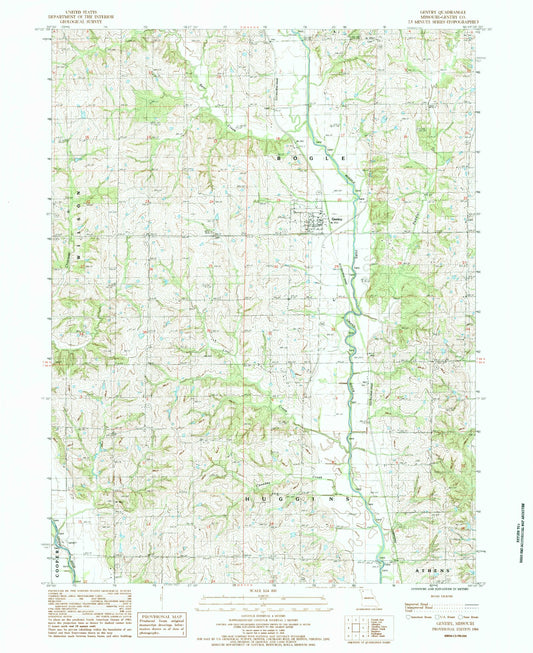 Classic USGS Gentry Missouri 7.5'x7.5' Topo Map Image