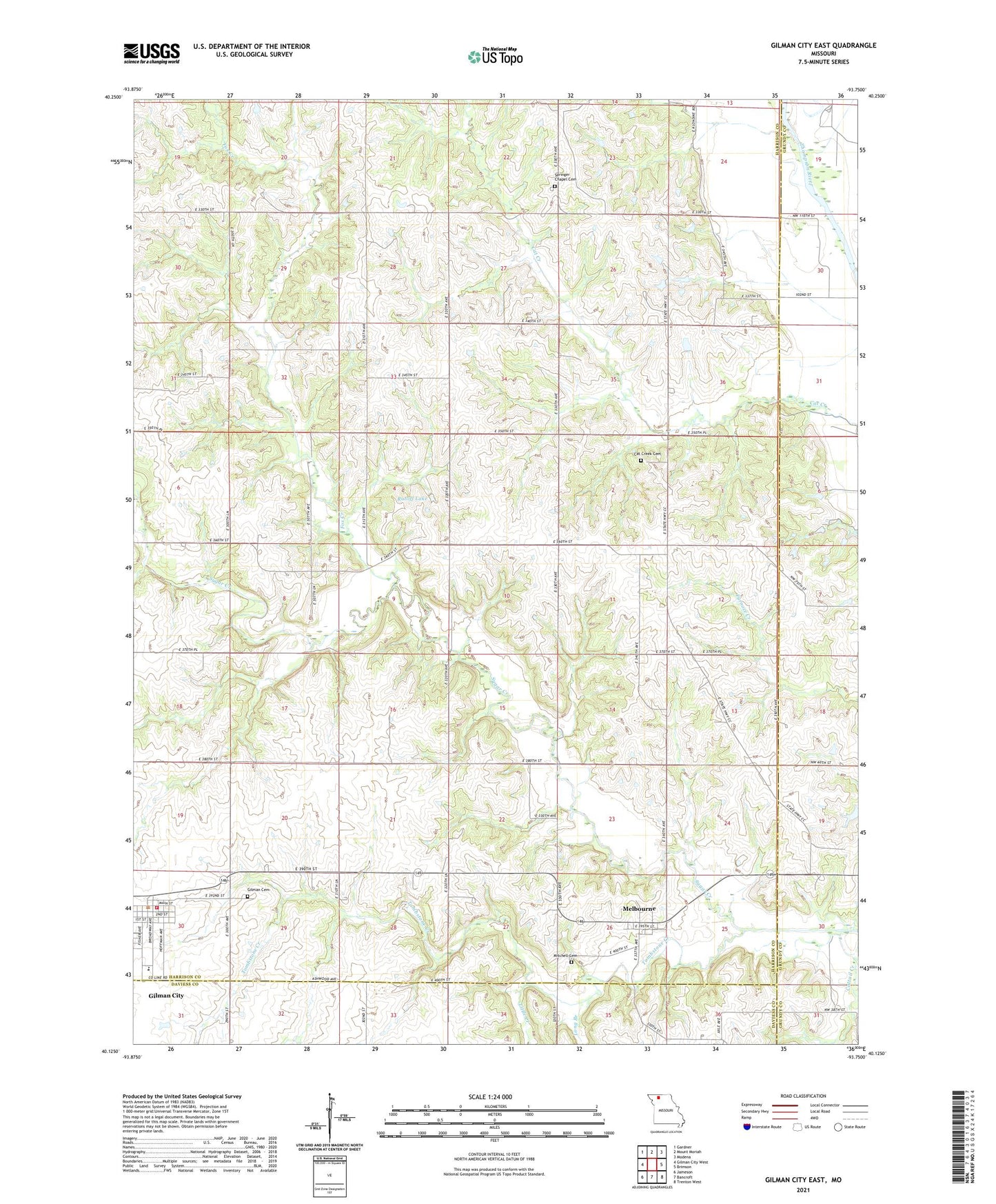 Gilman City East Missouri US Topo Map Image