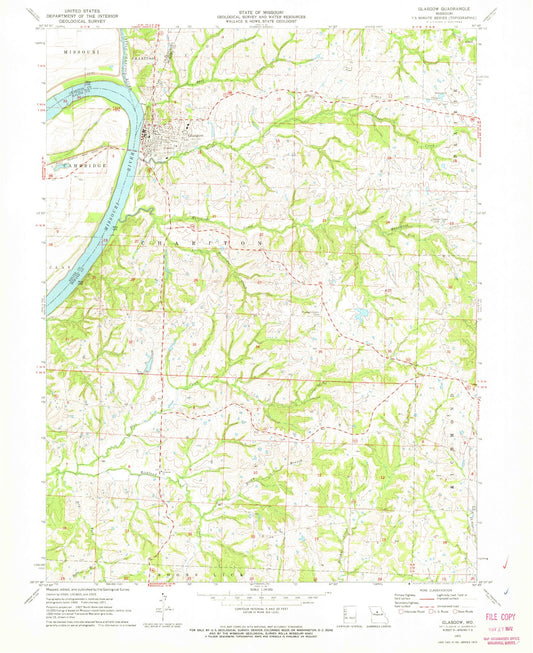 Classic USGS Glasgow Missouri 7.5'x7.5' Topo Map Image