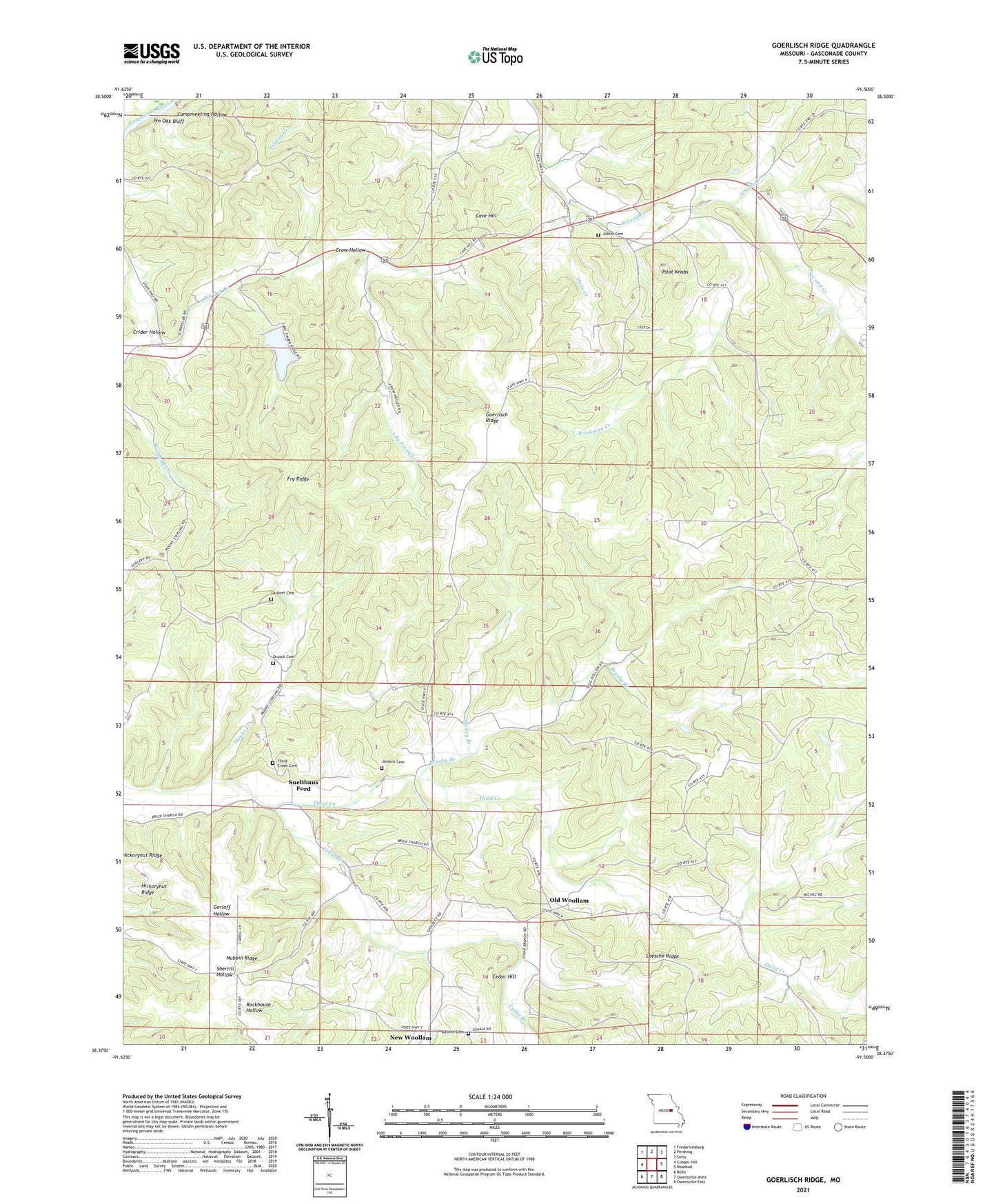 Goerlisch Ridge Missouri US Topo Map Image