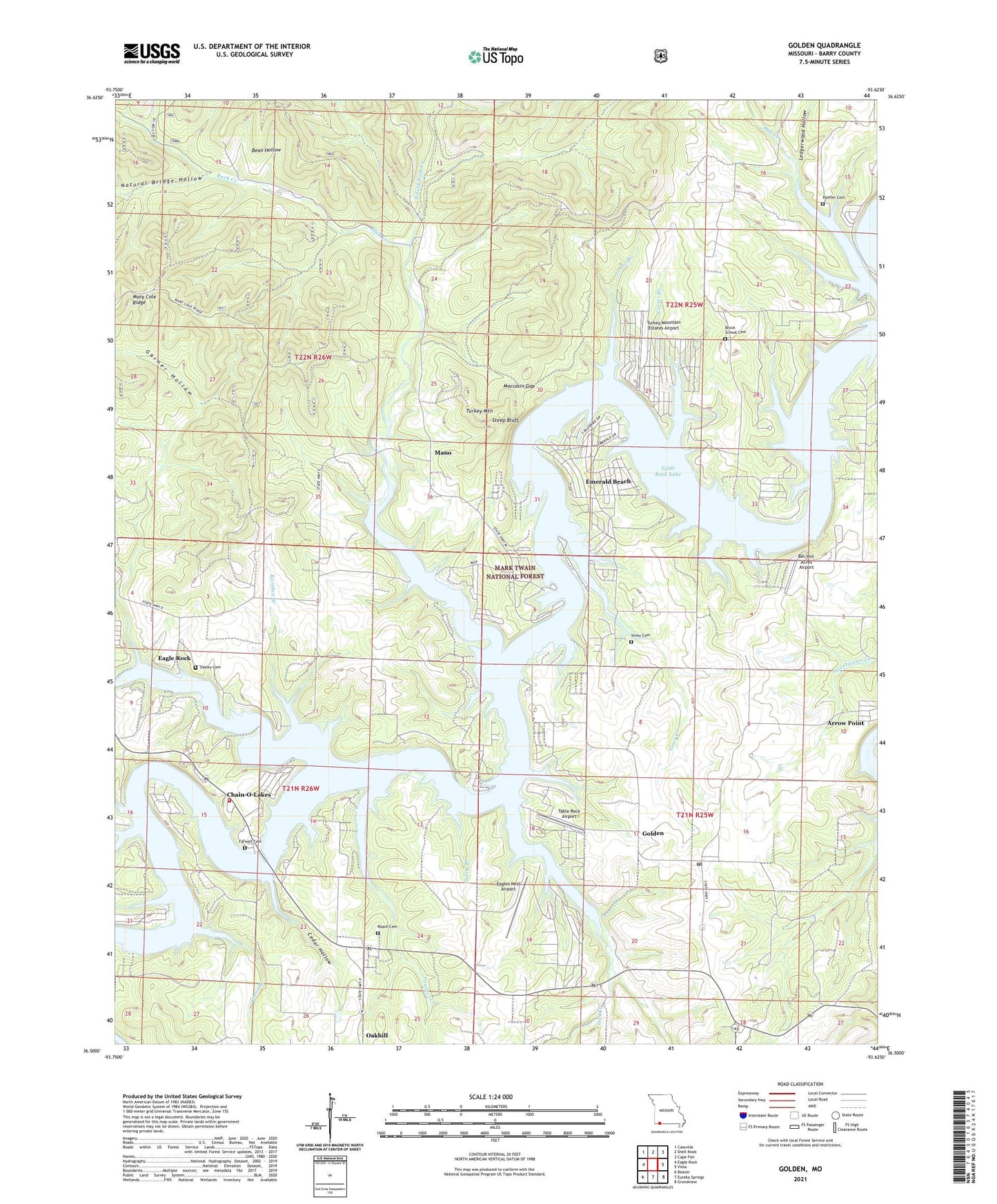Golden Missouri US Topo Map Image