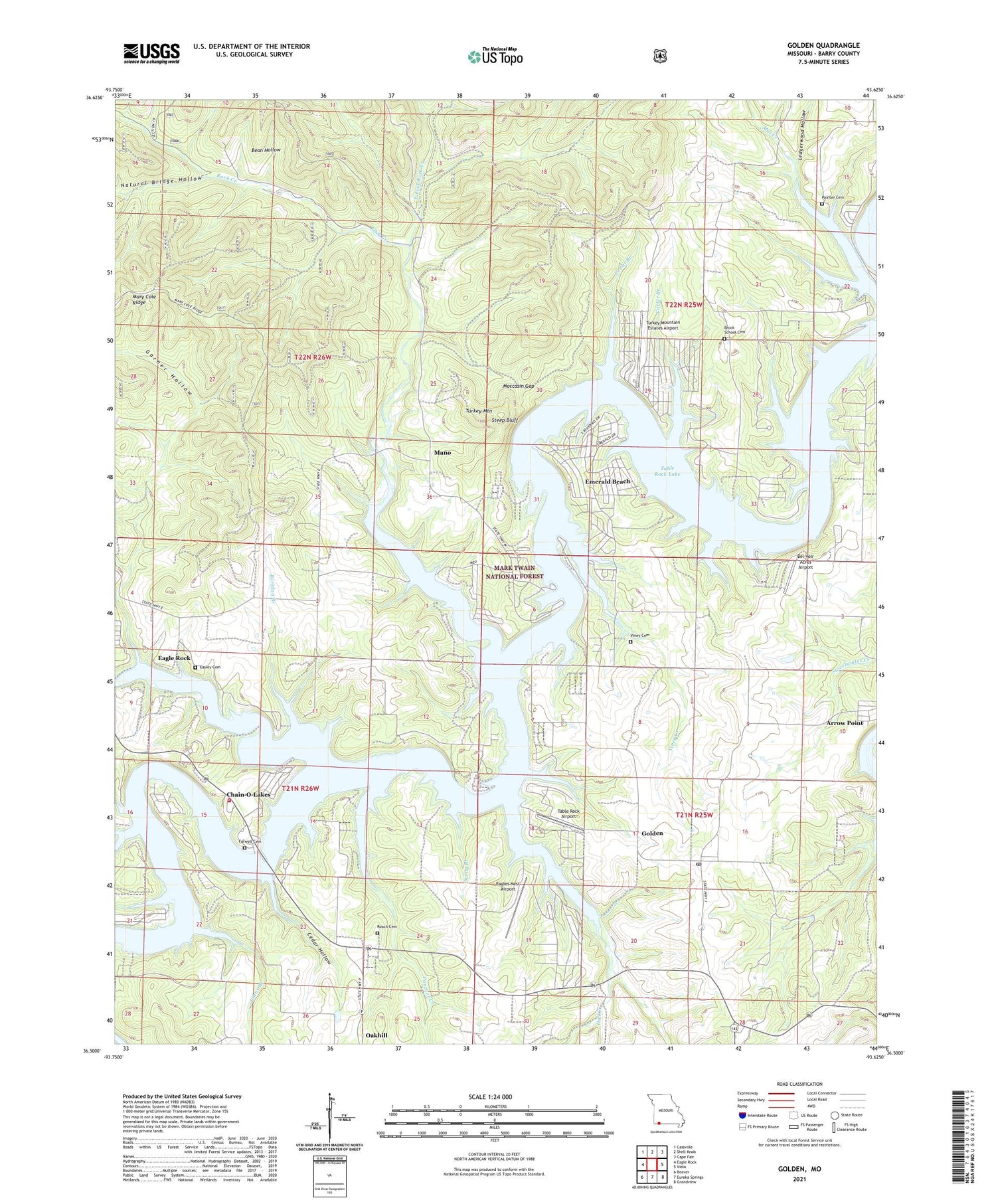Golden Missouri US Topo Map Image