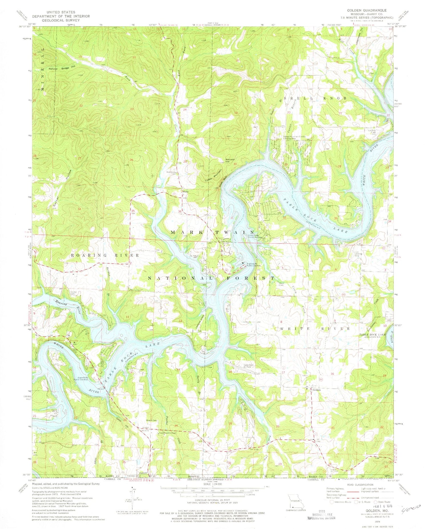 Classic USGS Golden Missouri 7.5'x7.5' Topo Map Image