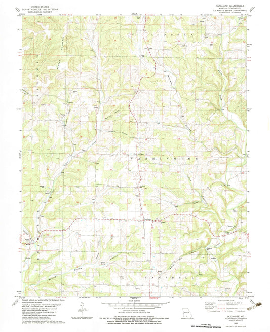Classic USGS Goodhope Missouri 7.5'x7.5' Topo Map Image