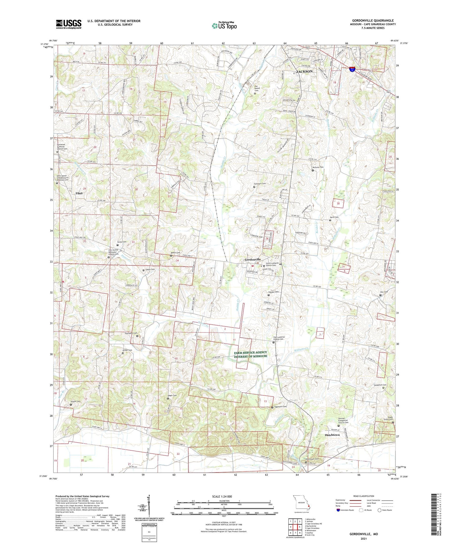 Gordonville Missouri US Topo Map Image