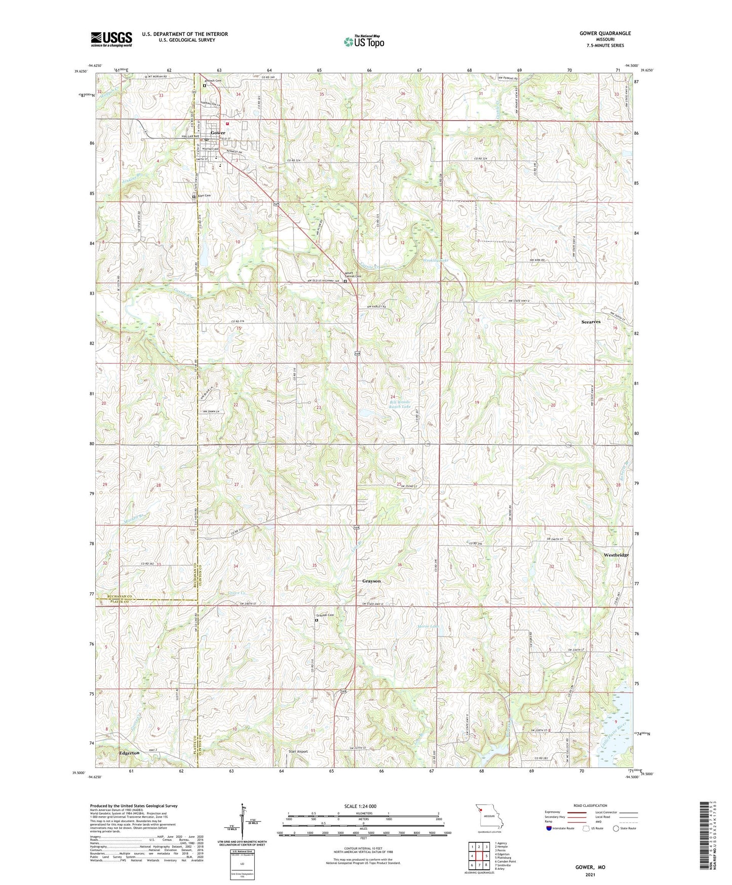 Gower Missouri US Topo Map Image