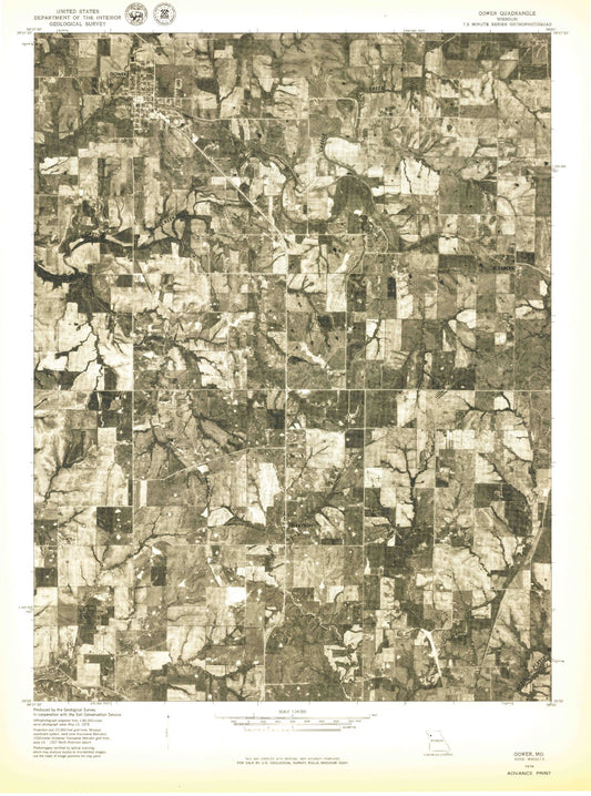 Classic USGS Gower Missouri 7.5'x7.5' Topo Map Image