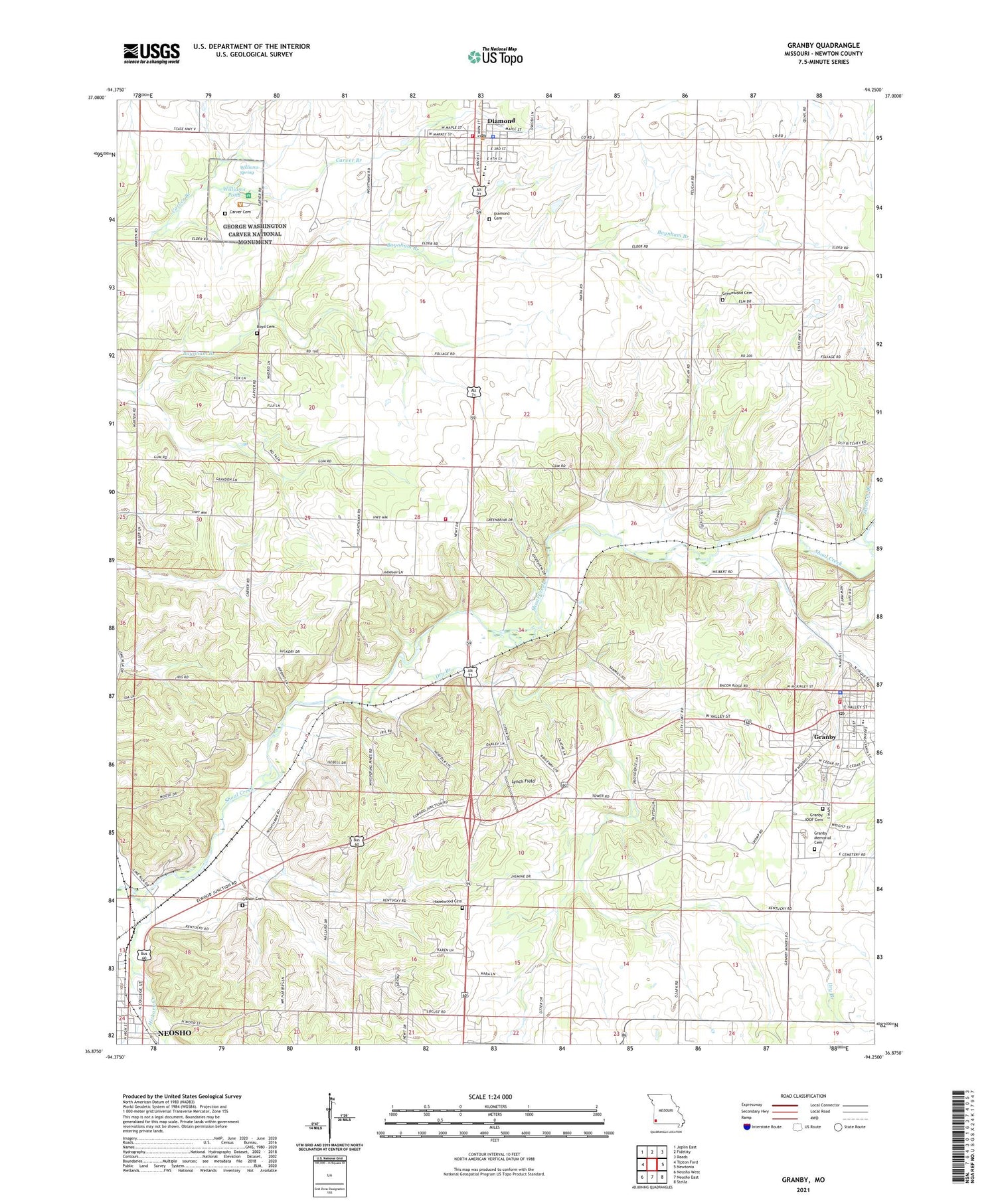 Granby Missouri US Topo Map Image