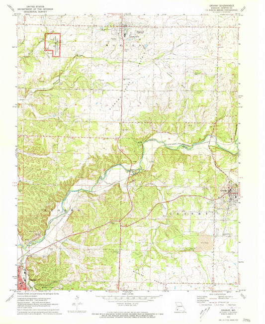 Classic USGS Granby Missouri 7.5'x7.5' Topo Map Image
