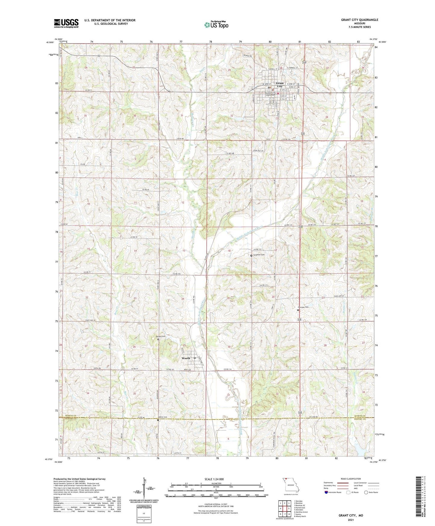 Grant City Missouri US Topo Map Image