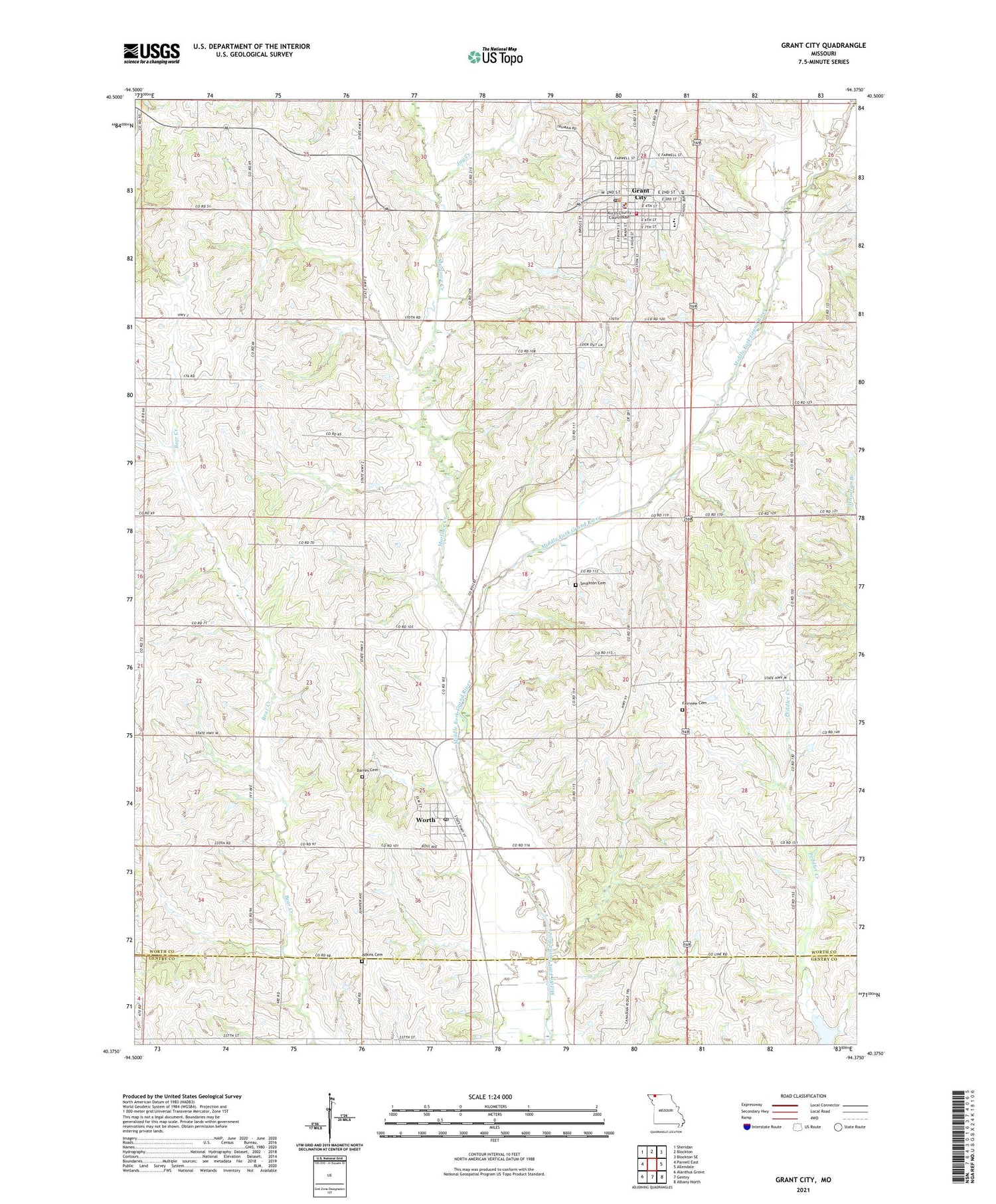 Grant City Missouri US Topo Map Image
