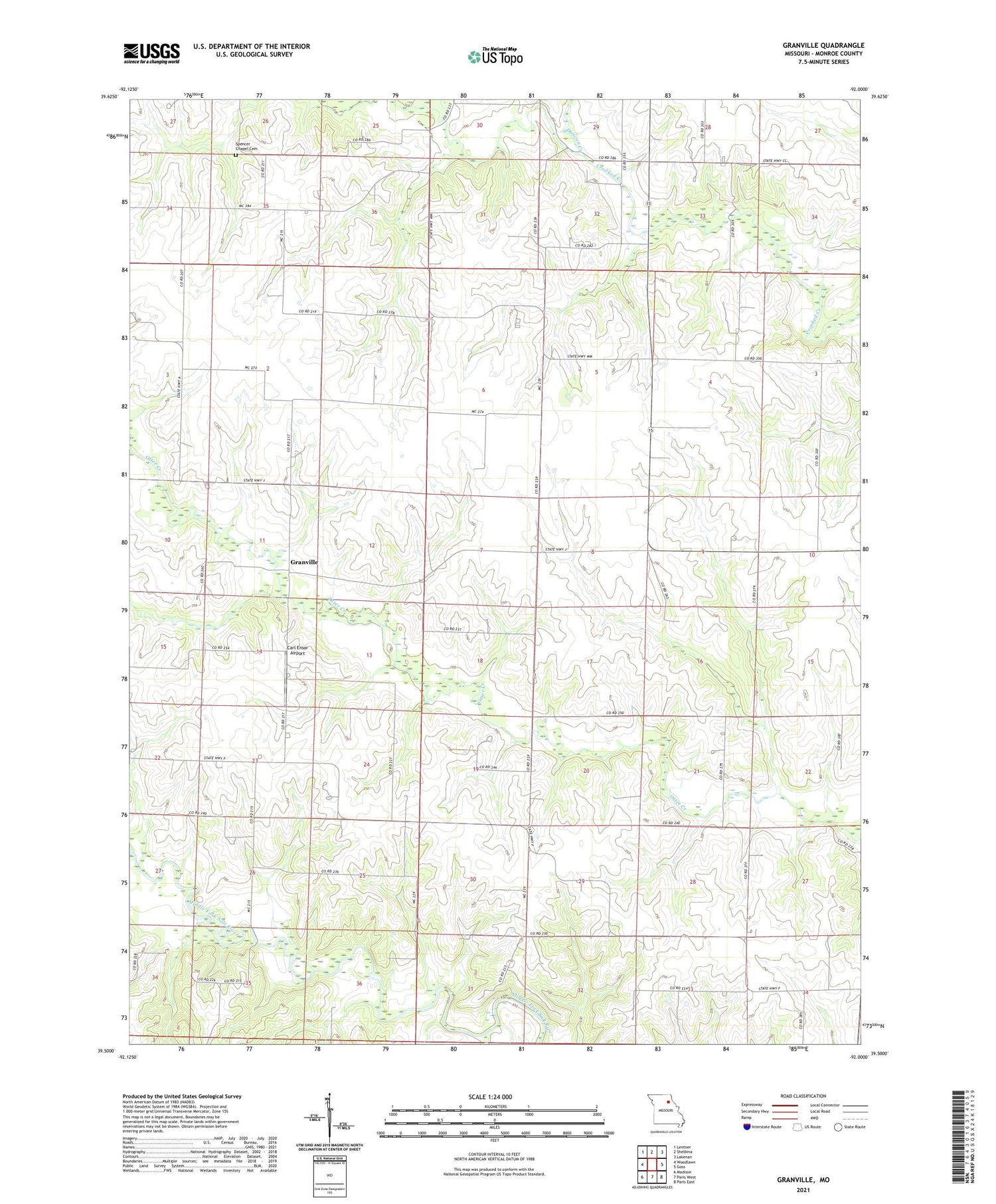 Granville Missouri US Topo Map Image