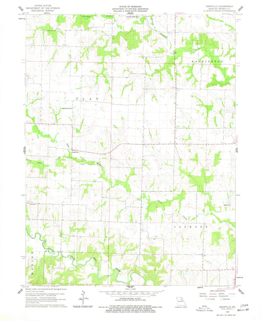 Classic USGS Granville Missouri 7.5'x7.5' Topo Map Image