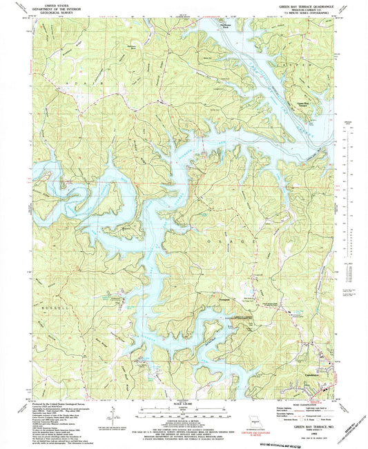Classic USGS Green Bay Terrace Missouri 7.5'x7.5' Topo Map Image