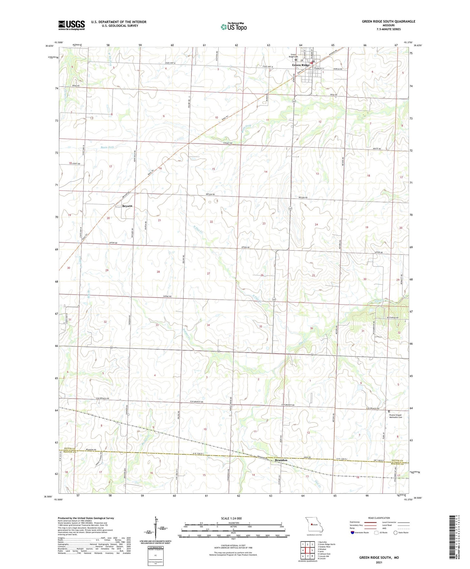 Green Ridge South Missouri US Topo Map Image