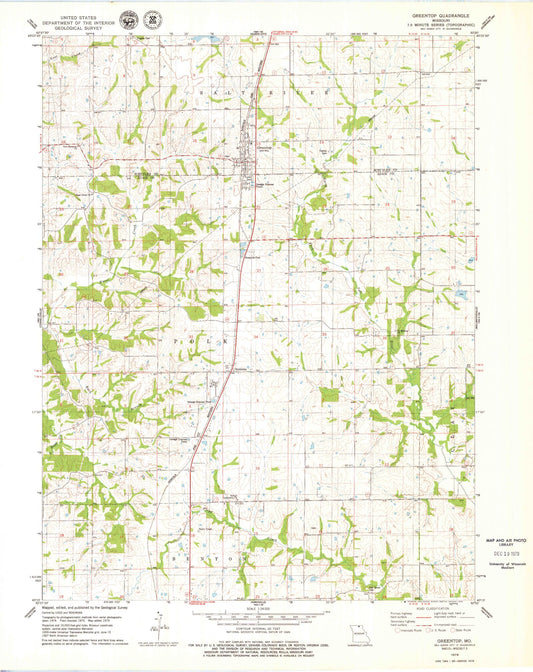 Classic USGS Greentop Missouri 7.5'x7.5' Topo Map Image