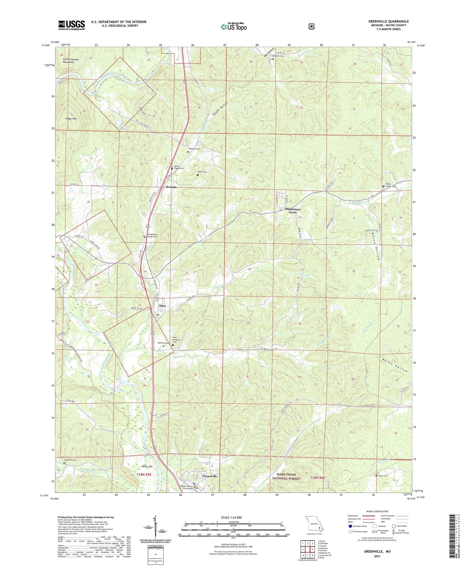 Greenville Missouri US Topo Map Image