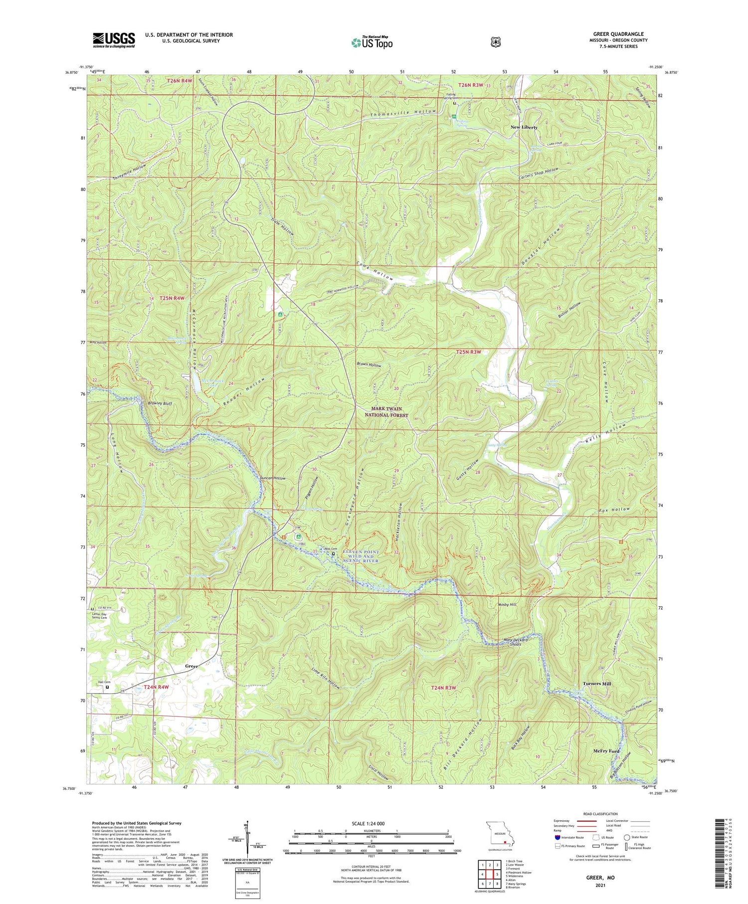 Greer Missouri US Topo Map Image