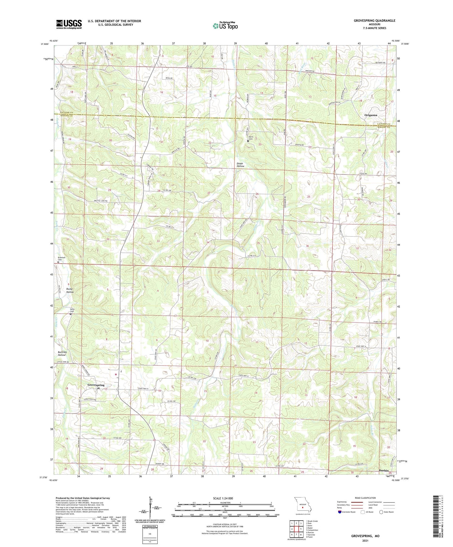 Grovespring Missouri US Topo Map Image