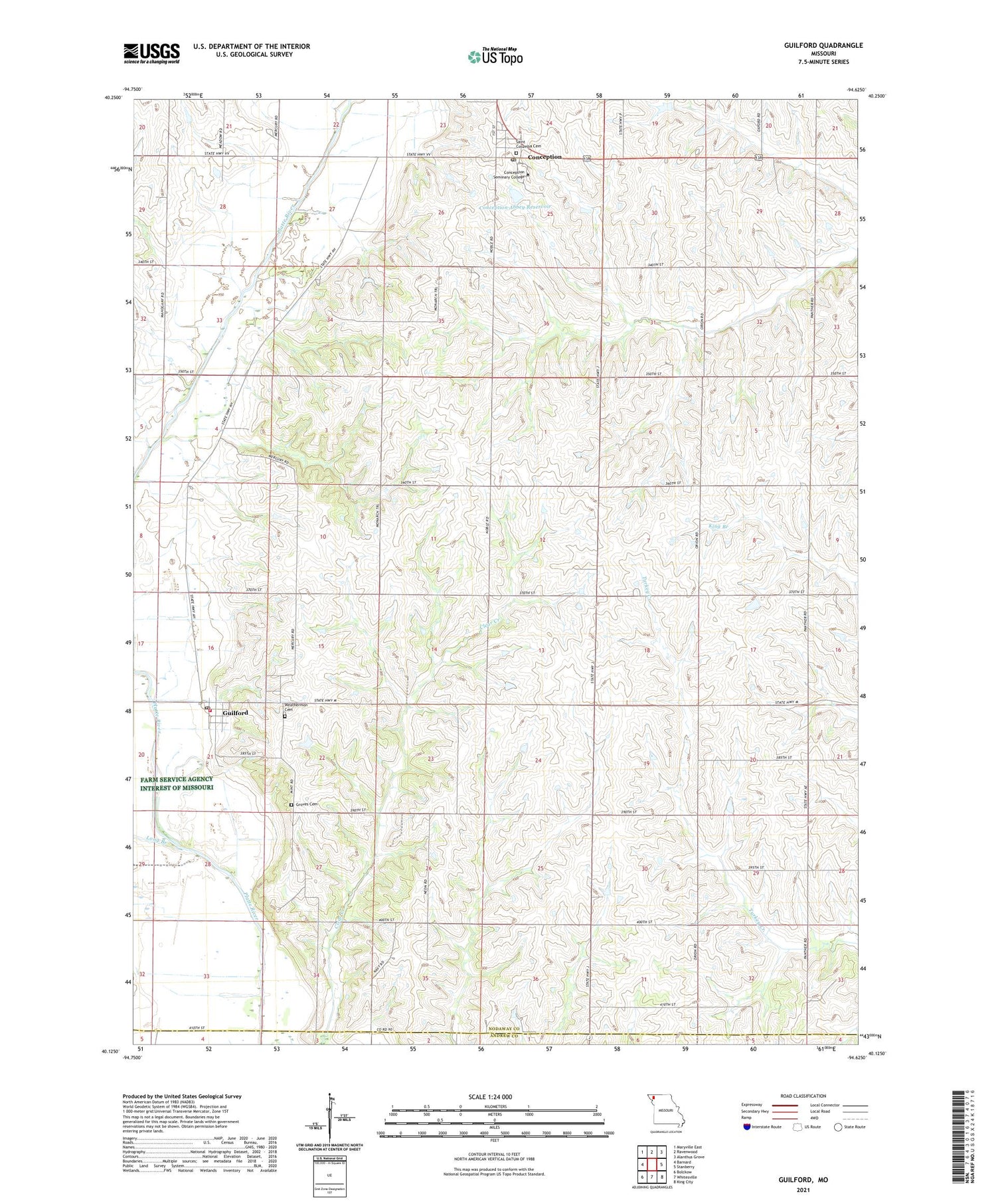 Guilford Missouri US Topo Map Image