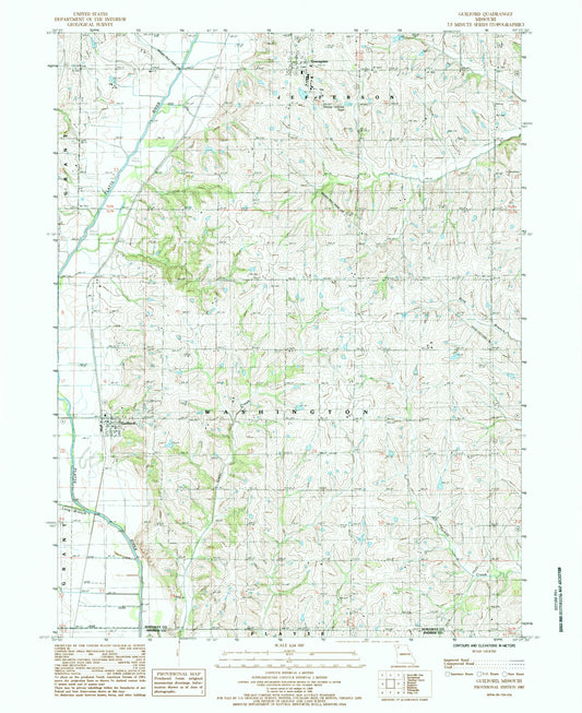 Classic USGS Guilford Missouri 7.5'x7.5' Topo Map Image