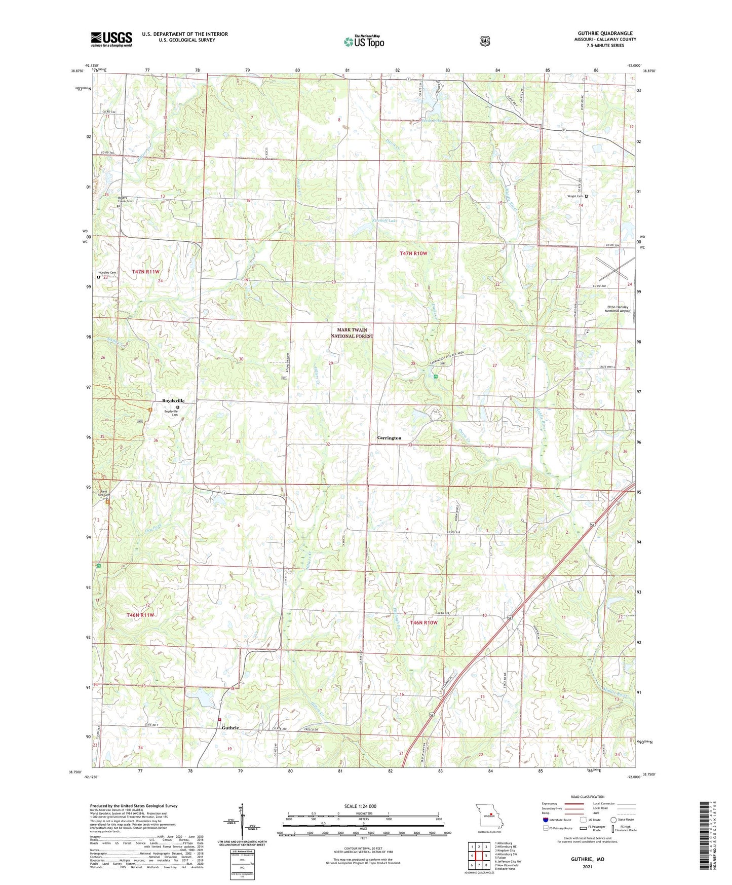 Guthrie Missouri US Topo Map Image
