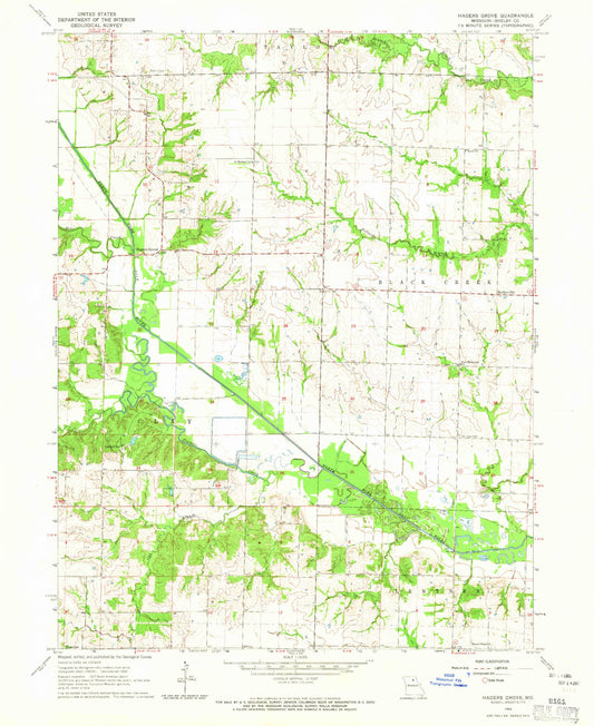 Classic USGS Hagers Grove Missouri 7.5'x7.5' Topo Map Image
