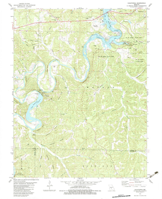 Classic USGS Hahatonka Missouri 7.5'x7.5' Topo Map Image