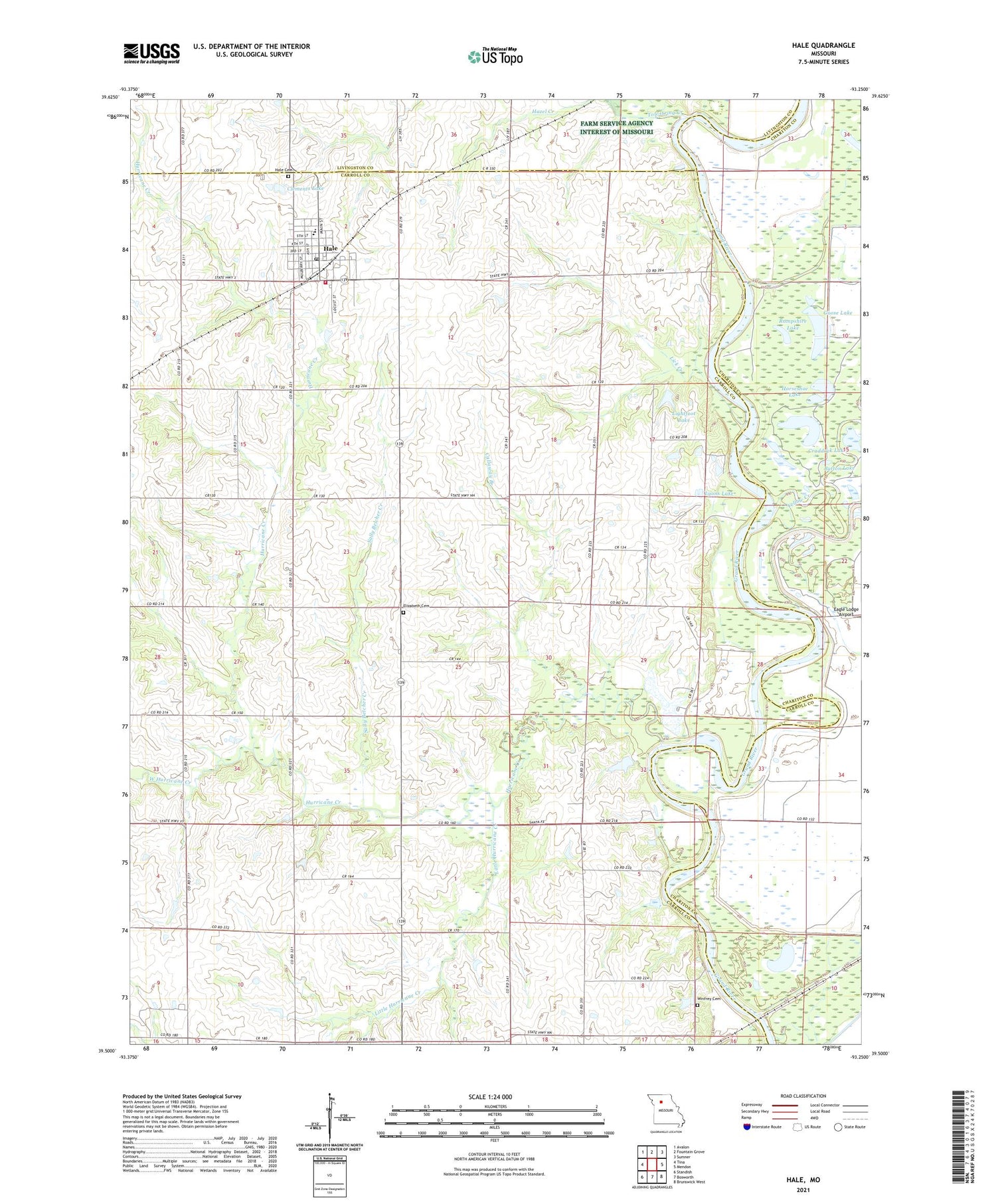 Hale Missouri US Topo Map Image