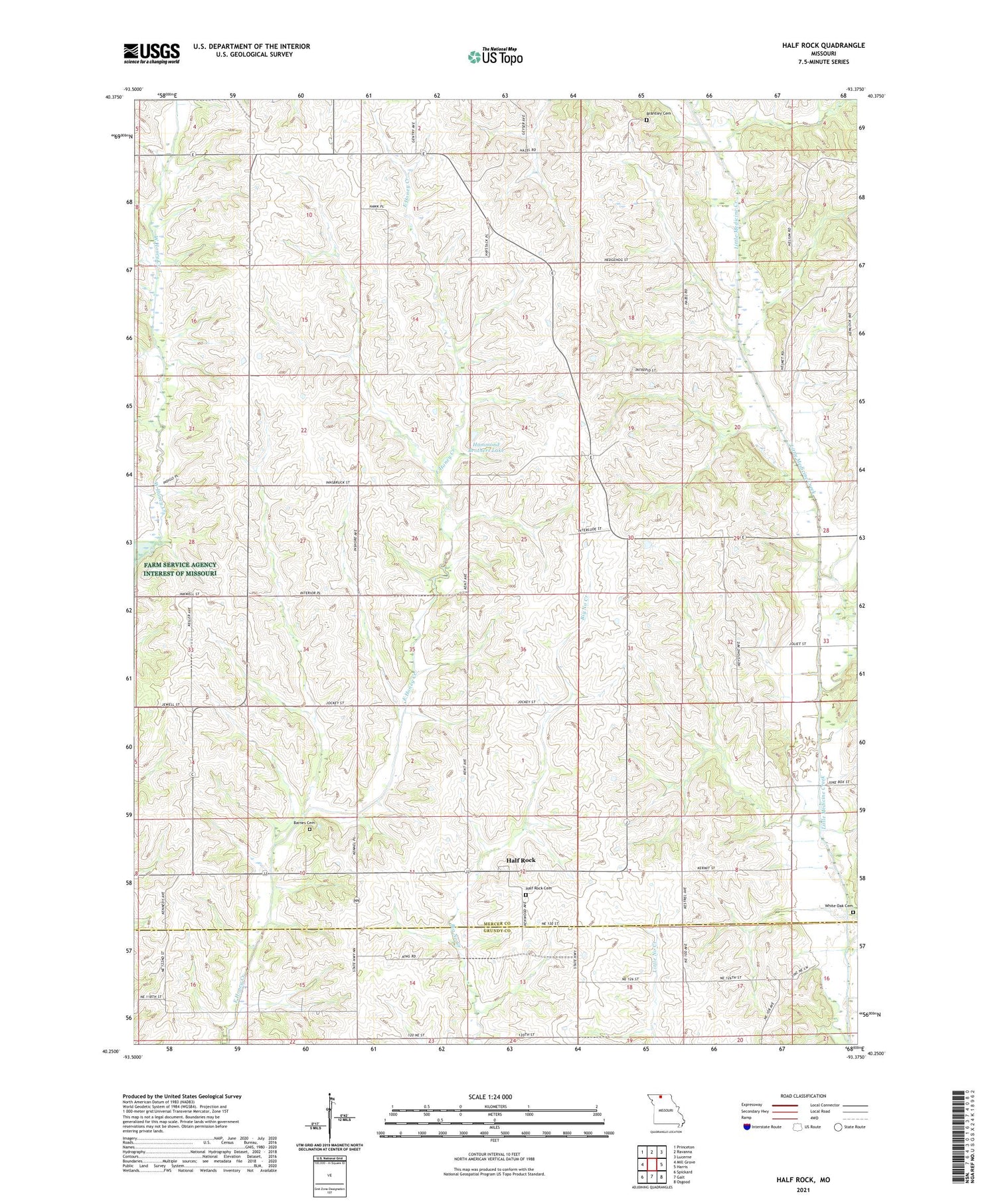 Half Rock Missouri US Topo Map Image