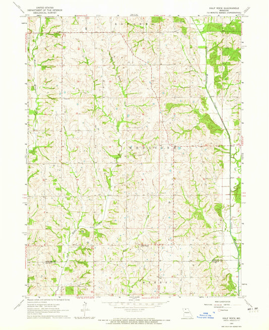 Classic USGS Half Rock Missouri 7.5'x7.5' Topo Map Image