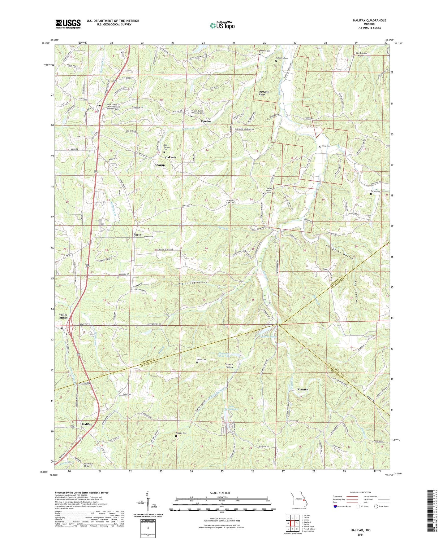 Halifax Missouri US Topo Map Image