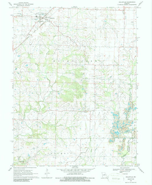 Classic USGS Hallsville Missouri 7.5'x7.5' Topo Map Image