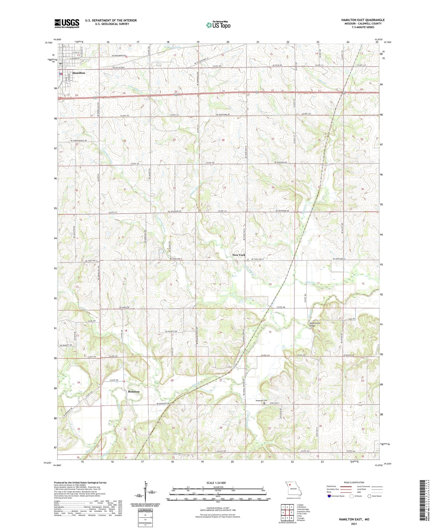 Hamilton East Missouri US Topo Map Image