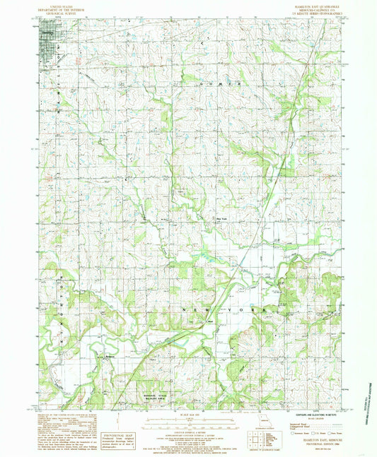 Classic USGS Hamilton East Missouri 7.5'x7.5' Topo Map Image