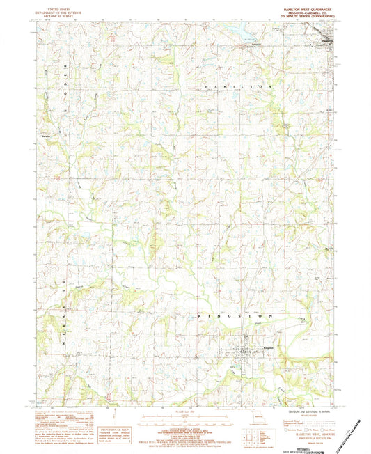 Classic USGS Hamilton West Missouri 7.5'x7.5' Topo Map Image