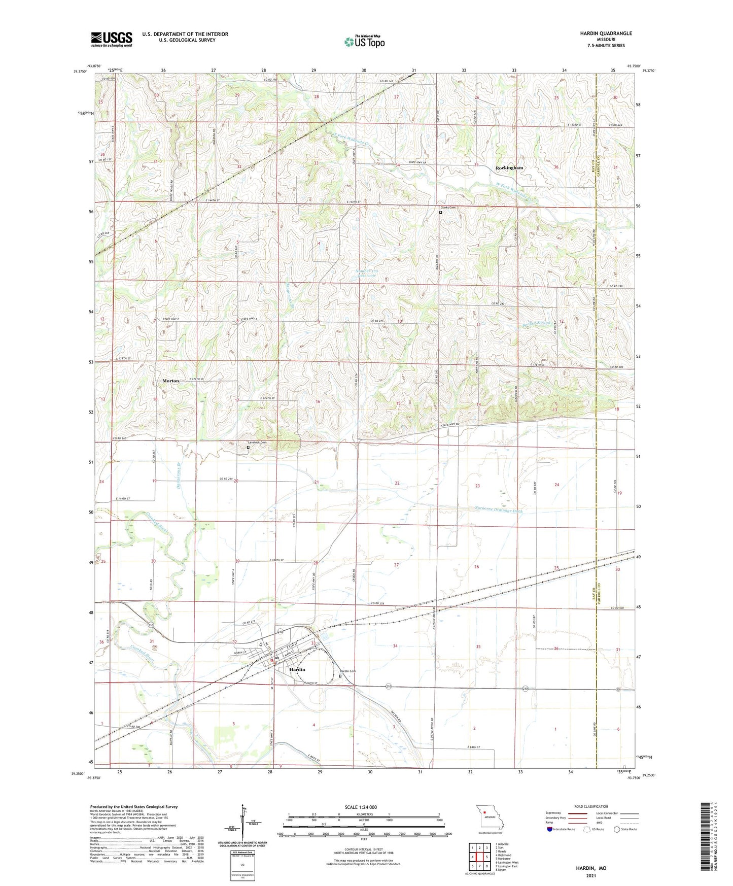 Hardin Missouri US Topo Map Image