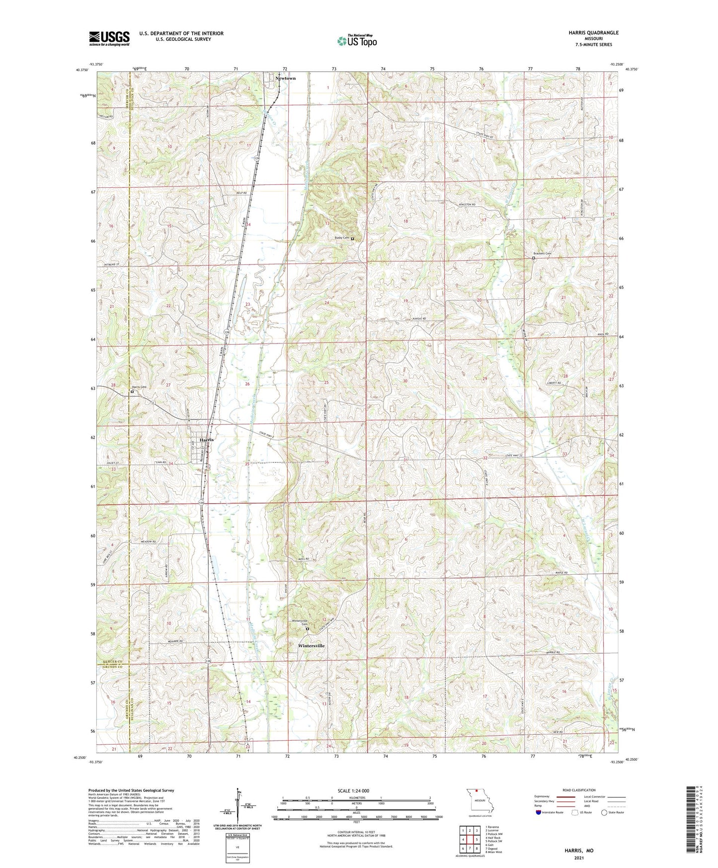 Harris Missouri US Topo Map Image