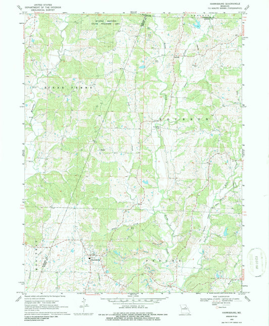 Classic USGS Harrisburg Missouri 7.5'x7.5' Topo Map Image