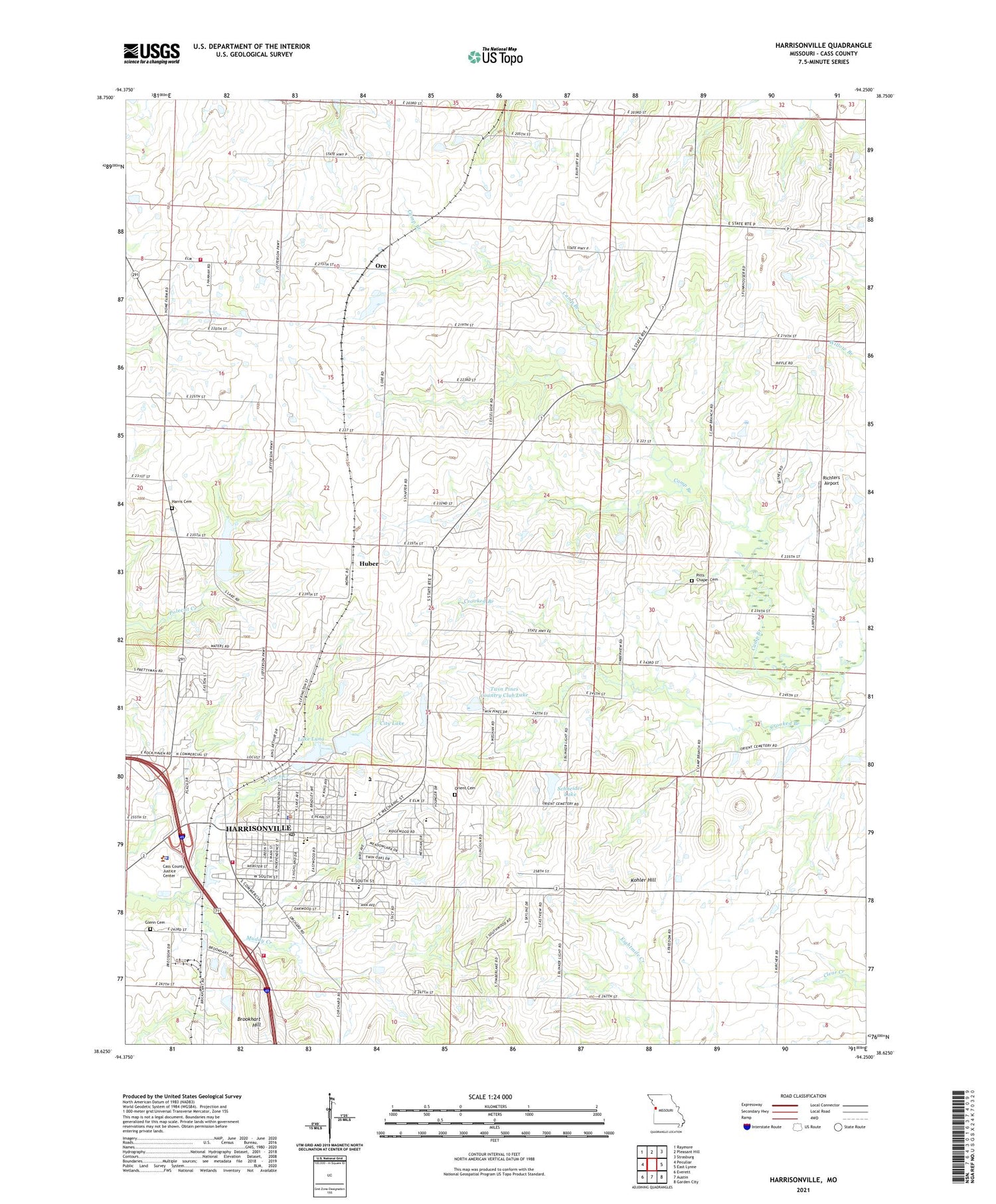 Harrisonville Missouri US Topo Map Image