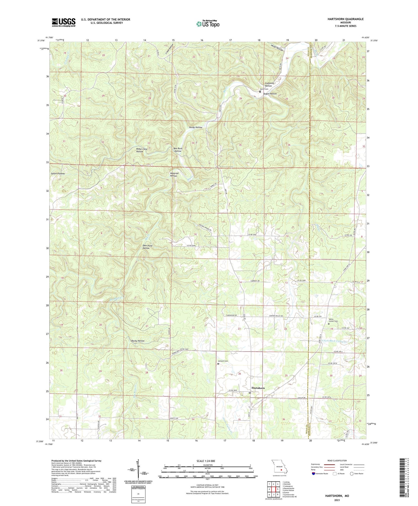 Hartshorn Missouri US Topo Map Image