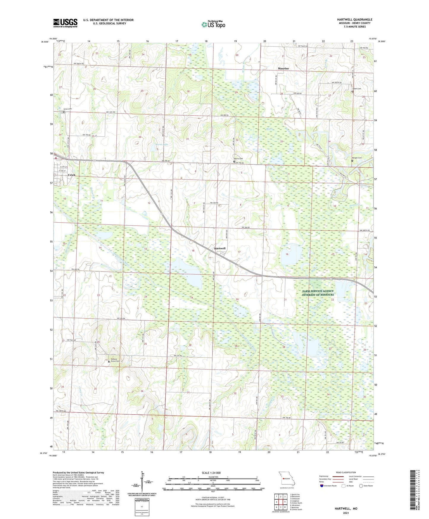 Hartwell Missouri US Topo Map Image