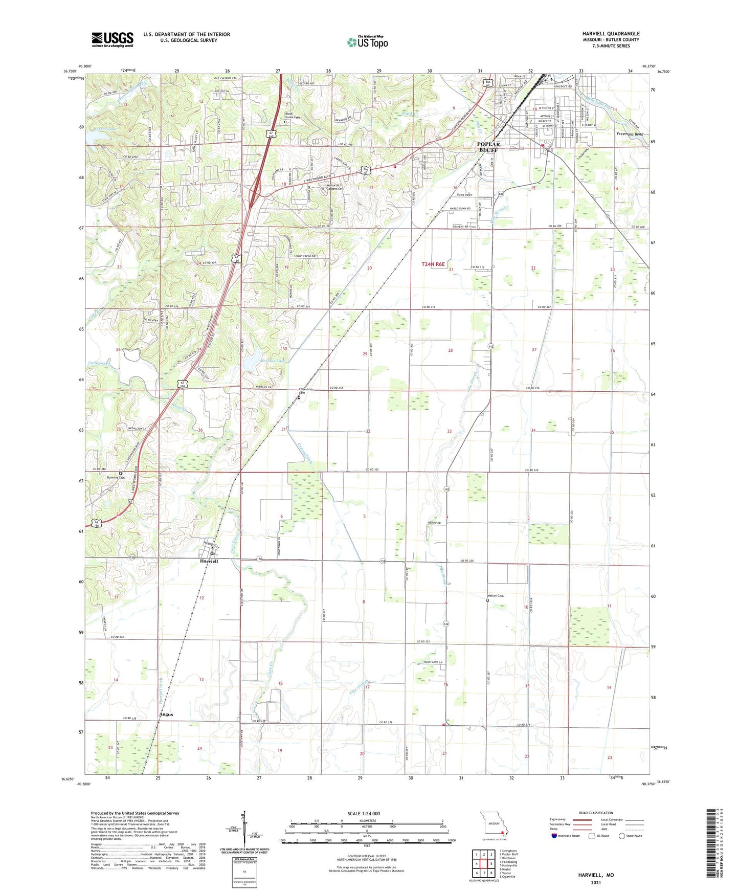 Harviell Missouri US Topo Map Image