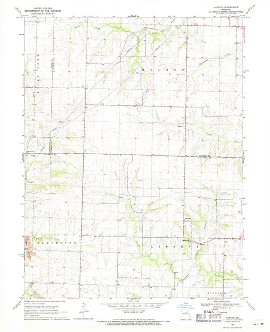 Classic USGS Hatton Missouri 7.5'x7.5' Topo Map Image