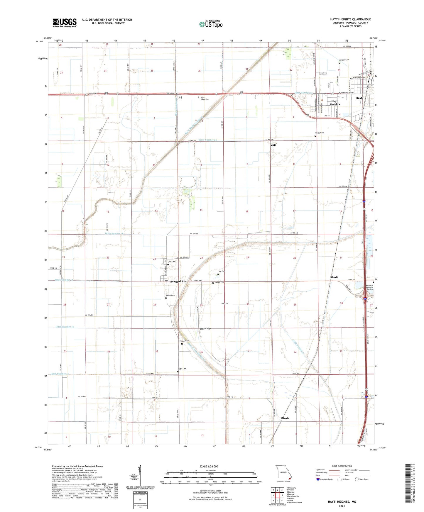Hayti Heights Missouri US Topo Map Image