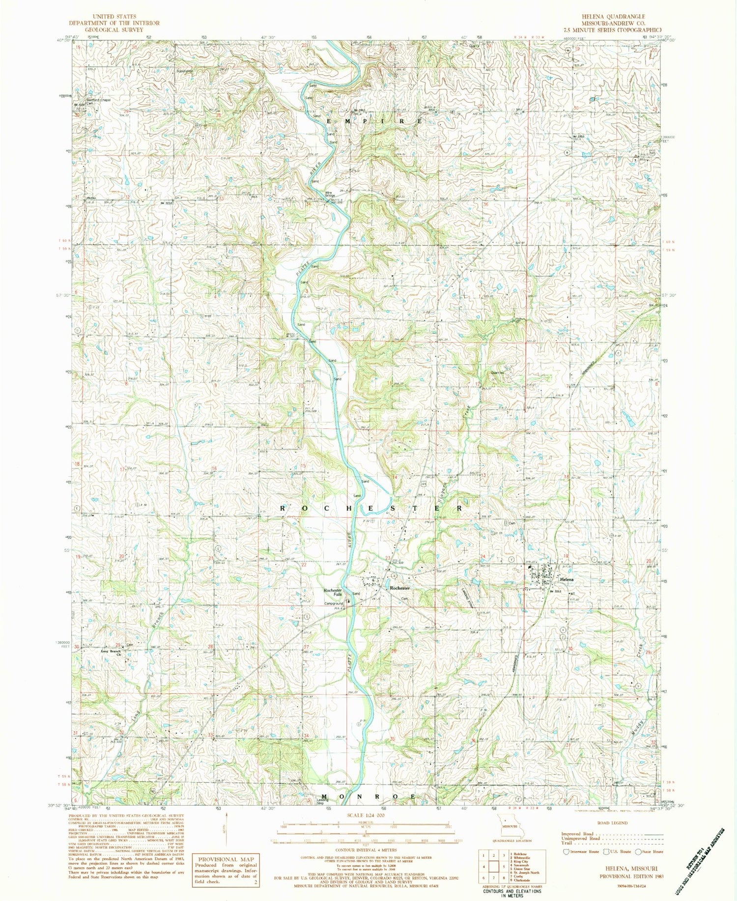 Classic USGS Helena Missouri 7.5'x7.5' Topo Map Image