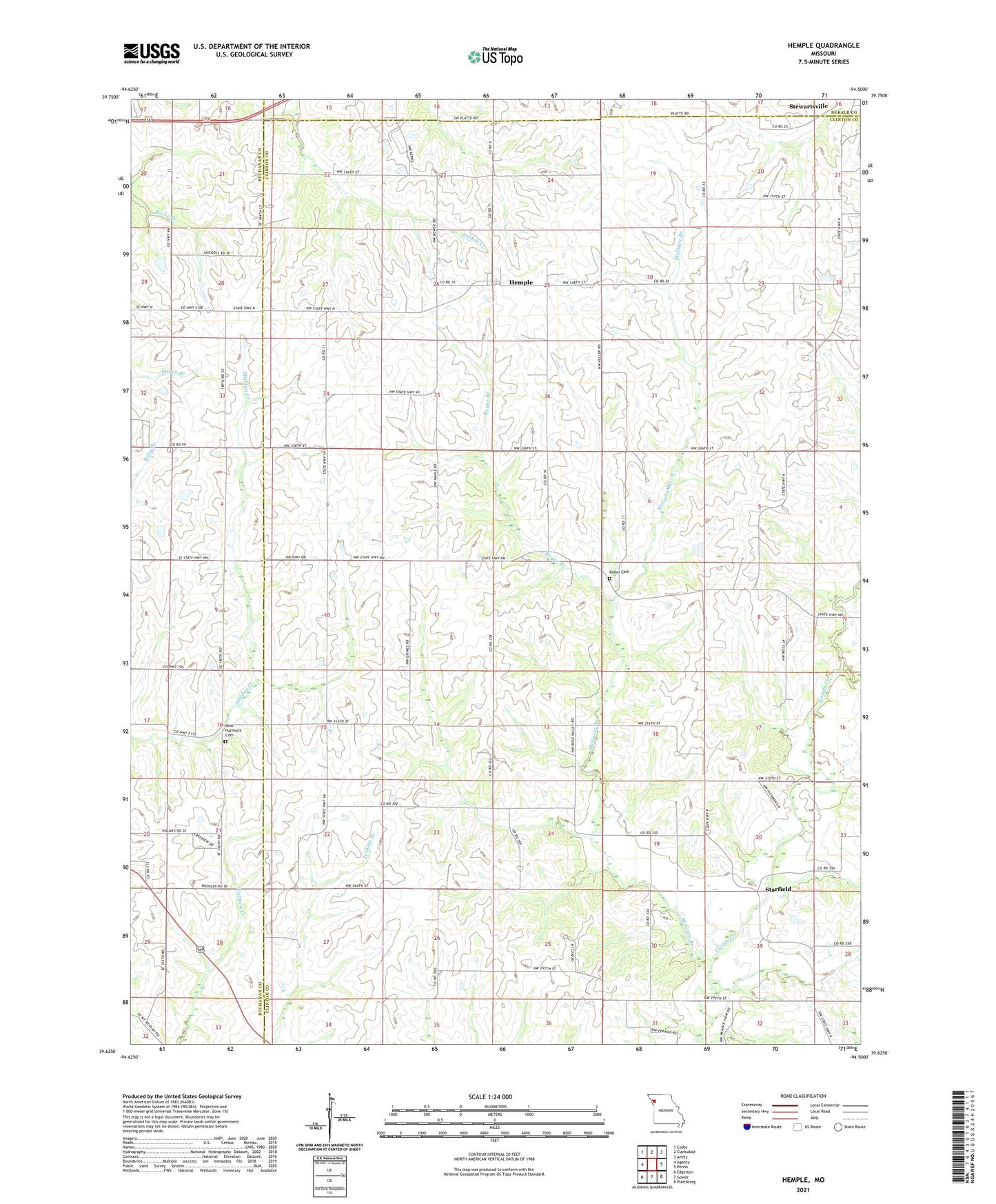 Hemple Missouri US Topo Map Image