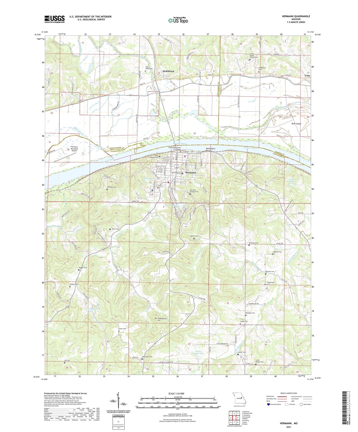 Hermann Missouri US Topo Map Image