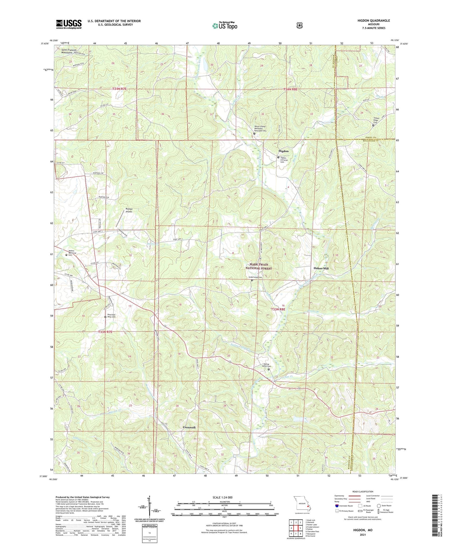 Higdon Missouri US Topo Map Image