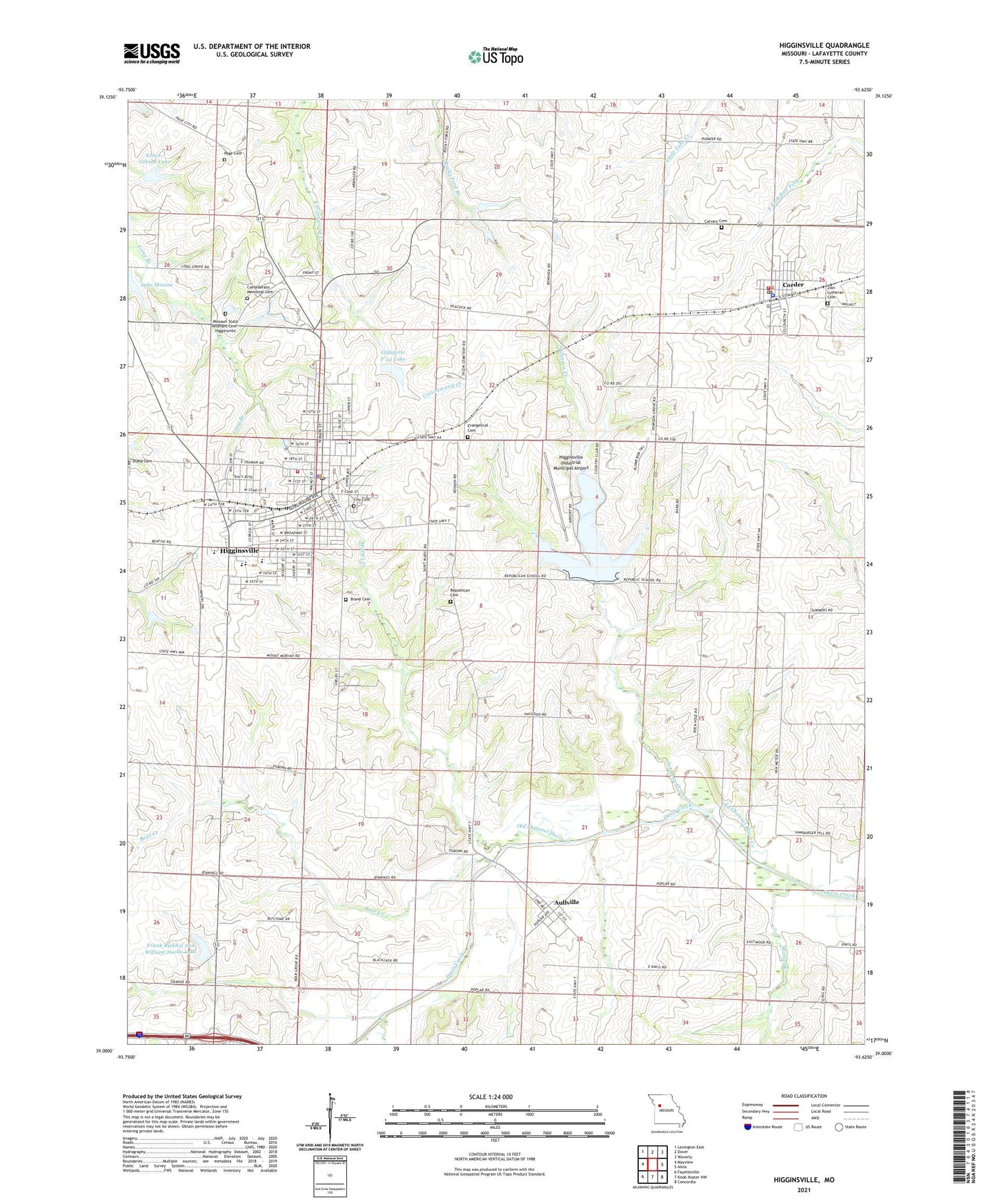 Higginsville Missouri US Topo Map Image